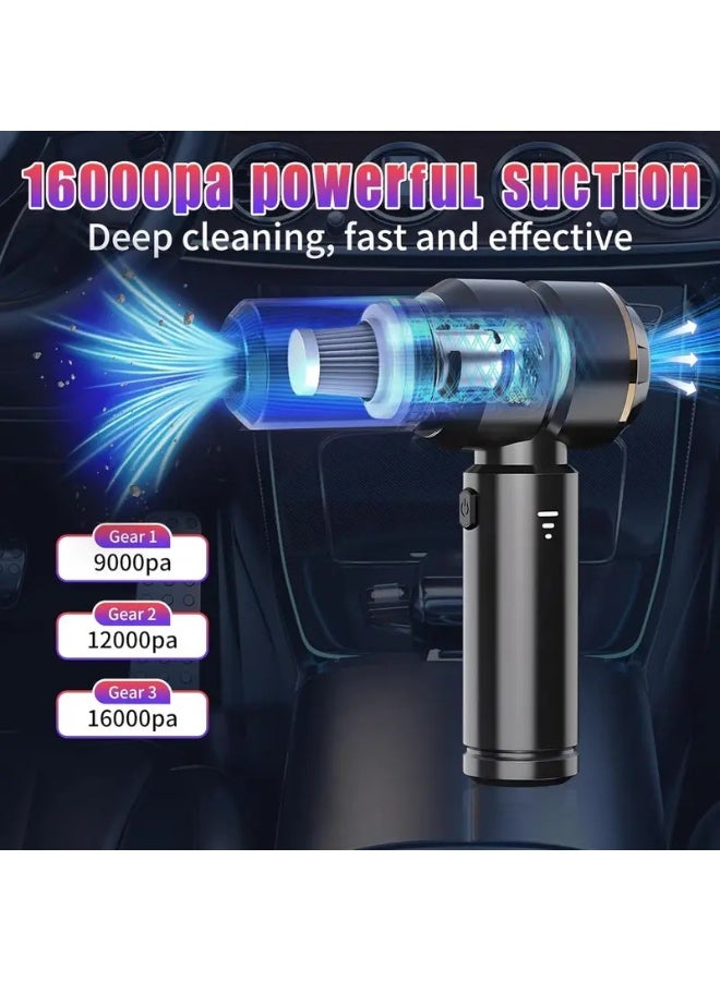 100W high-power household appliance, cordless handheld vacuum cleaner with 16000Pa strong suction, mini car vacuum equipped with three 2000mAh rechargeable batteries, portable and lightweight, suita - Image 2